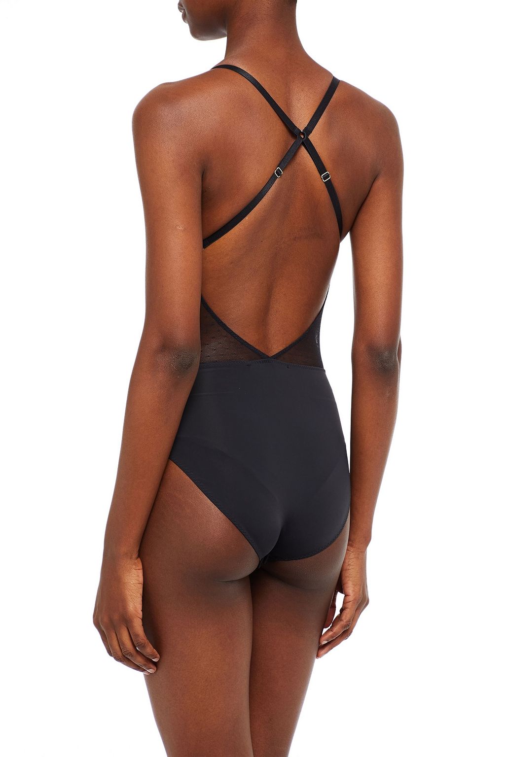 STELLA MCCARTNEY Open-back point d'esprit and stretch-jersey bodysuit