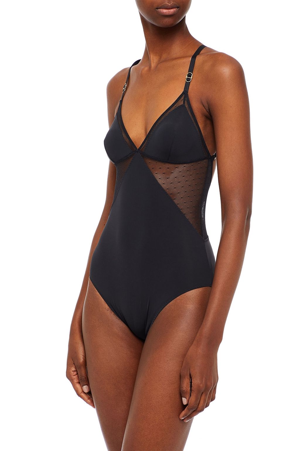 STELLA MCCARTNEY Open-back point d'esprit and stretch-jersey bodysuit