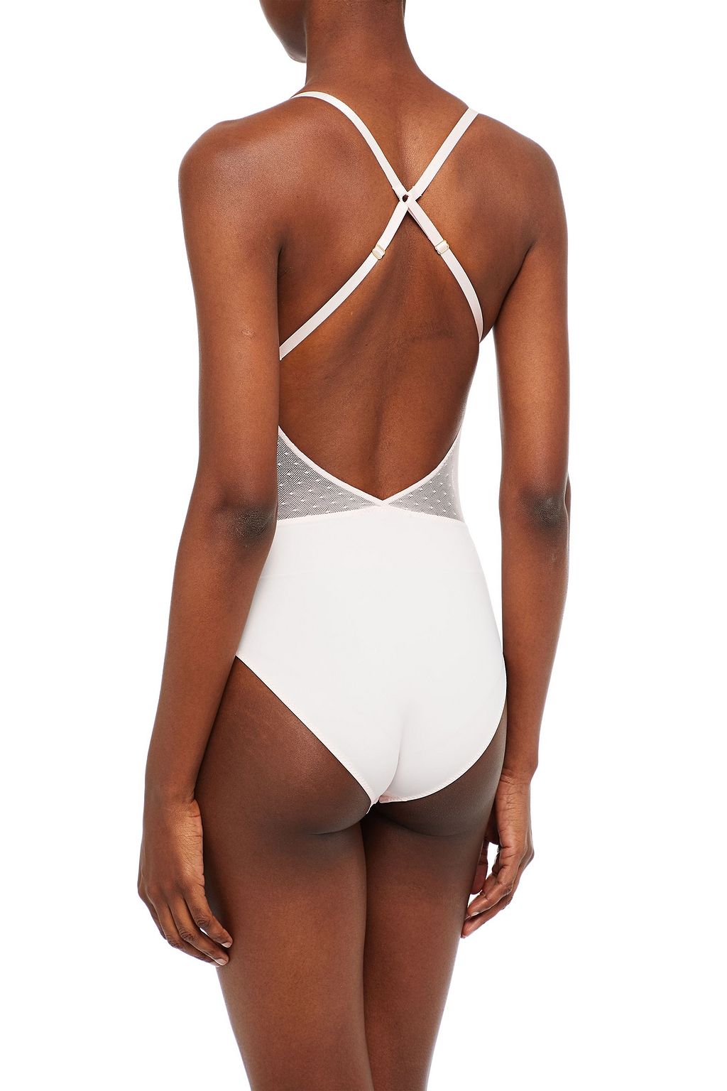 STELLA MCCARTNEY Open-back point d'esprit and stretch-jersey bodysuit