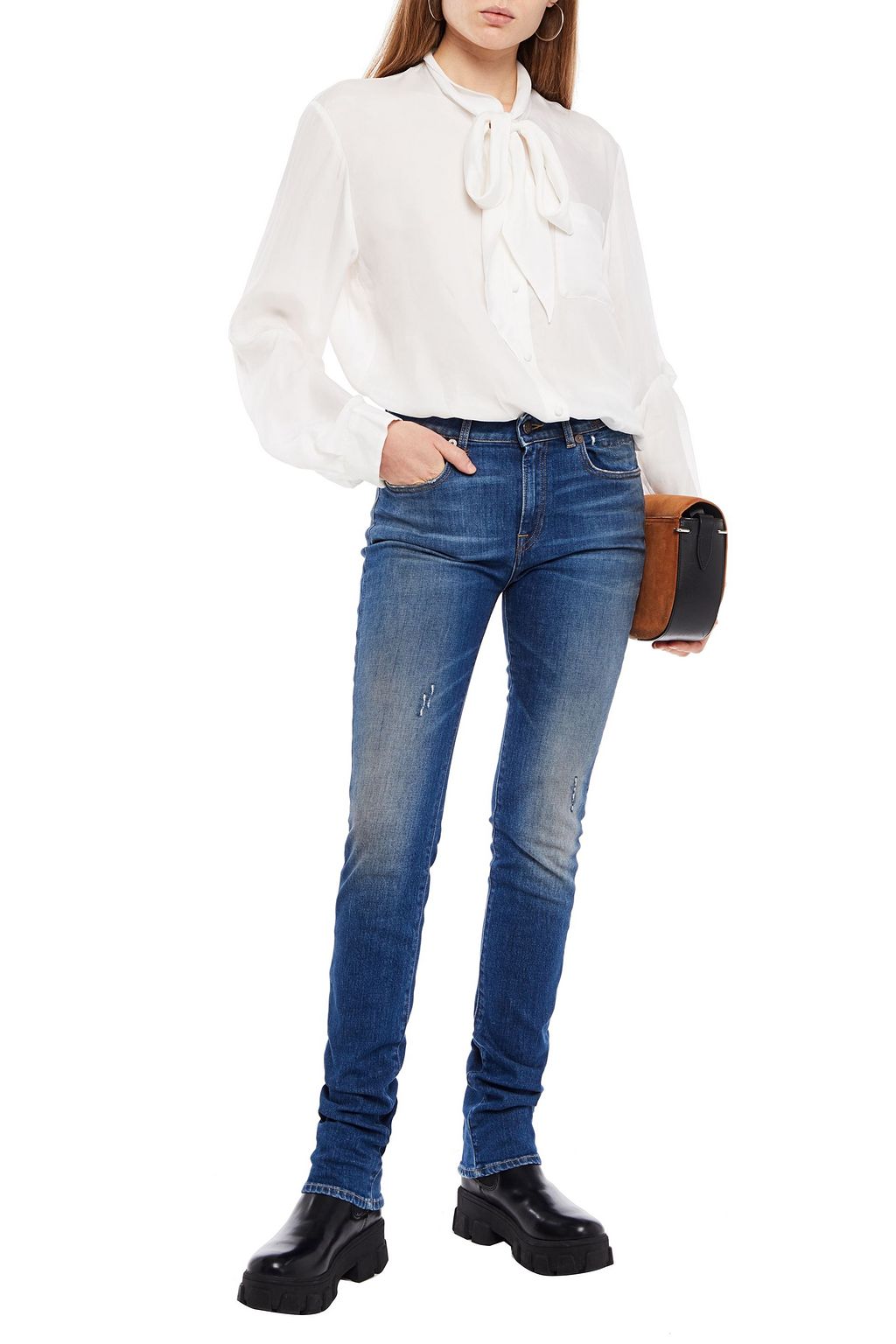 R13 Alison distressed high-rise slim-leg jeans