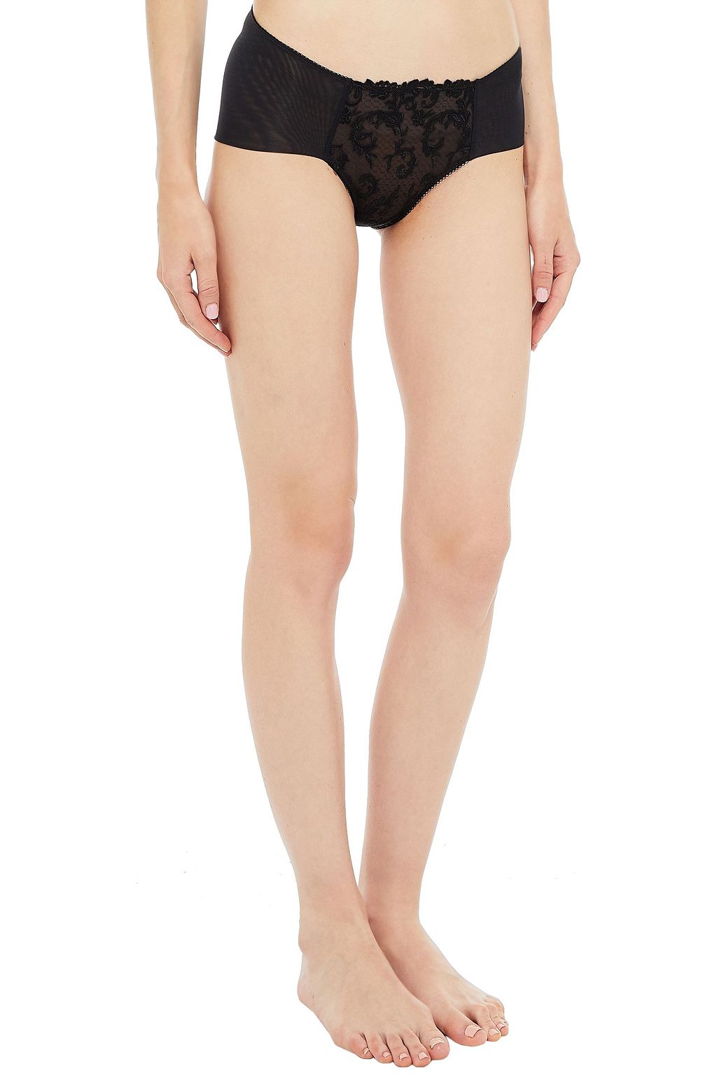 WACOAL Stretch-mesh and lace mid-rise briefs