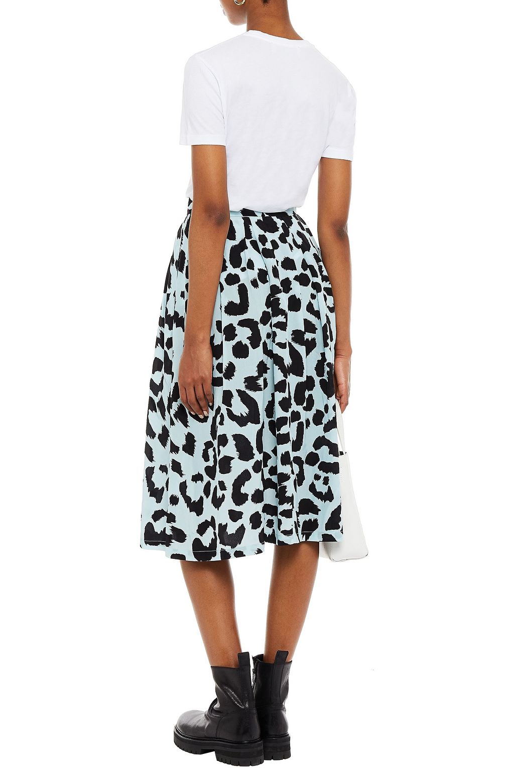 ÊTRE CÉCILE Pleated leopard-print silk-faille midi skirt
