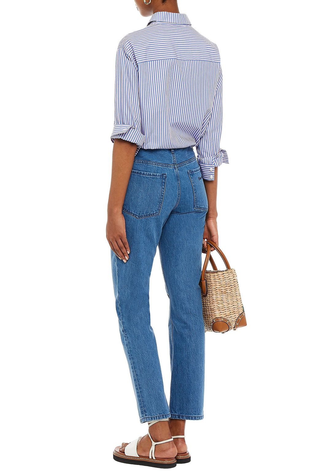 ÊTRE CÉCILE Embroidered high-rise straight-leg jeans