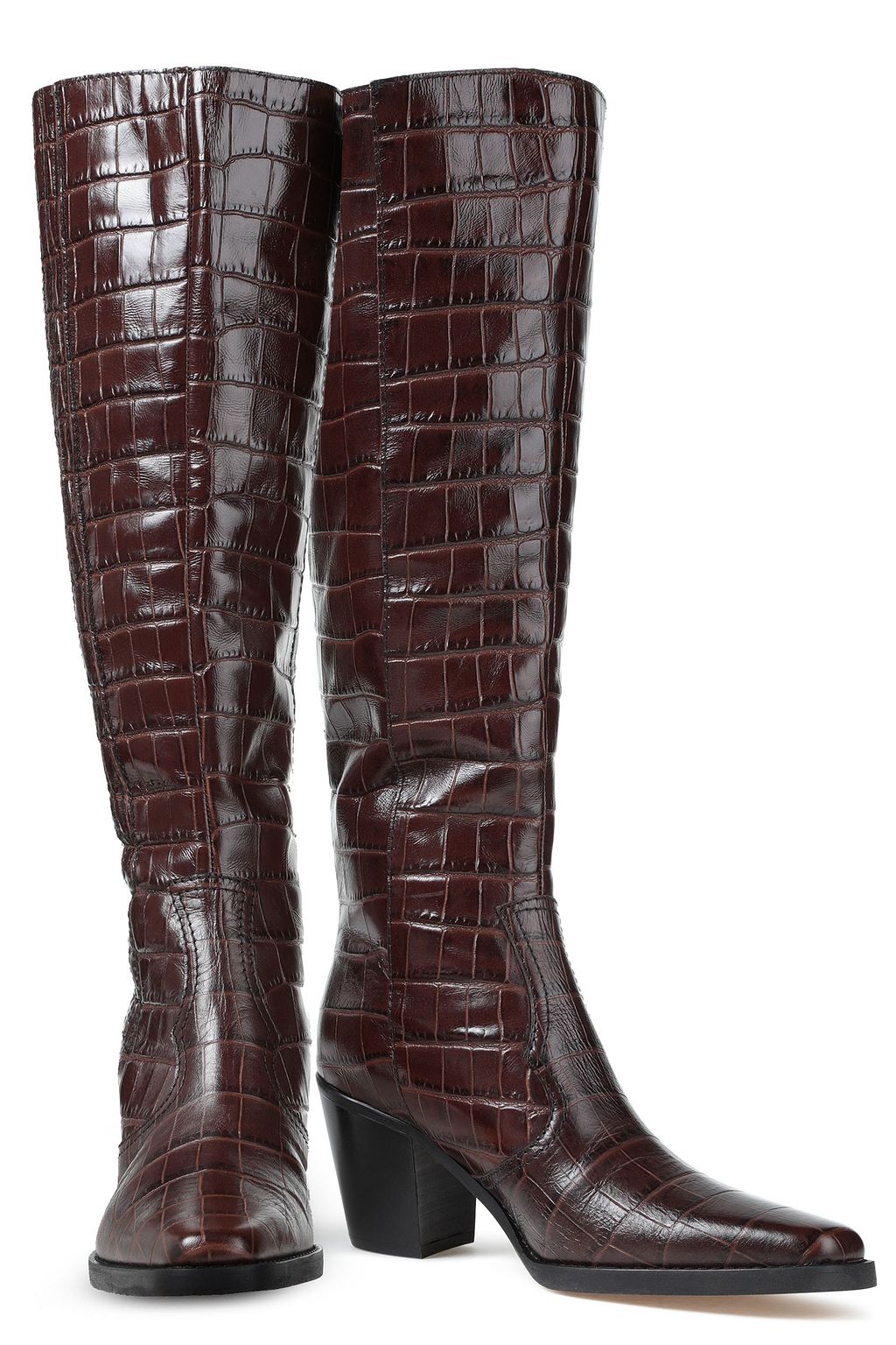 GANNI Croc-effect leather boots