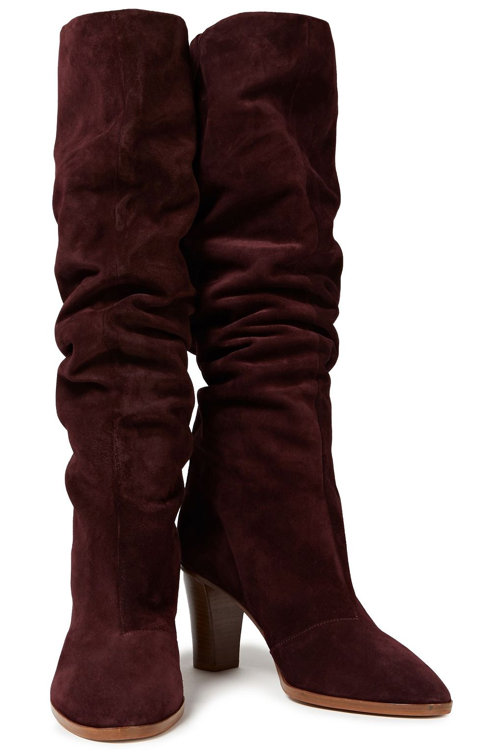 VINCE. Gathered suede knee boots
