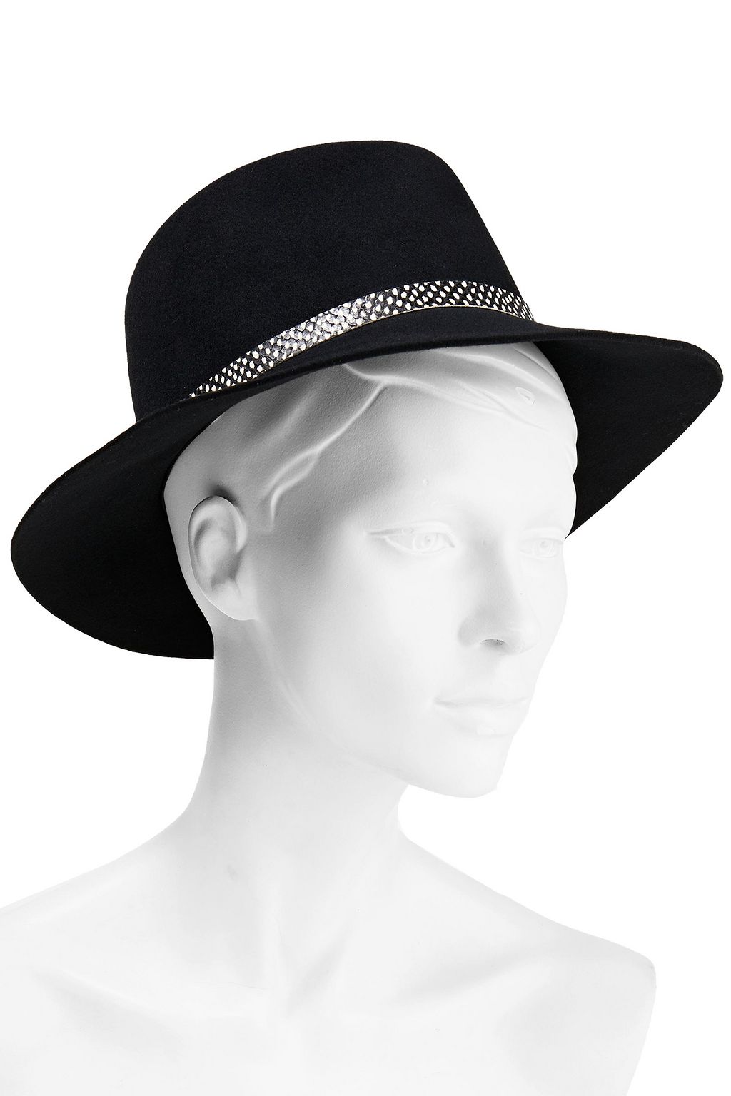 RAG & BONE Leather-trimmed wool-felt fedora