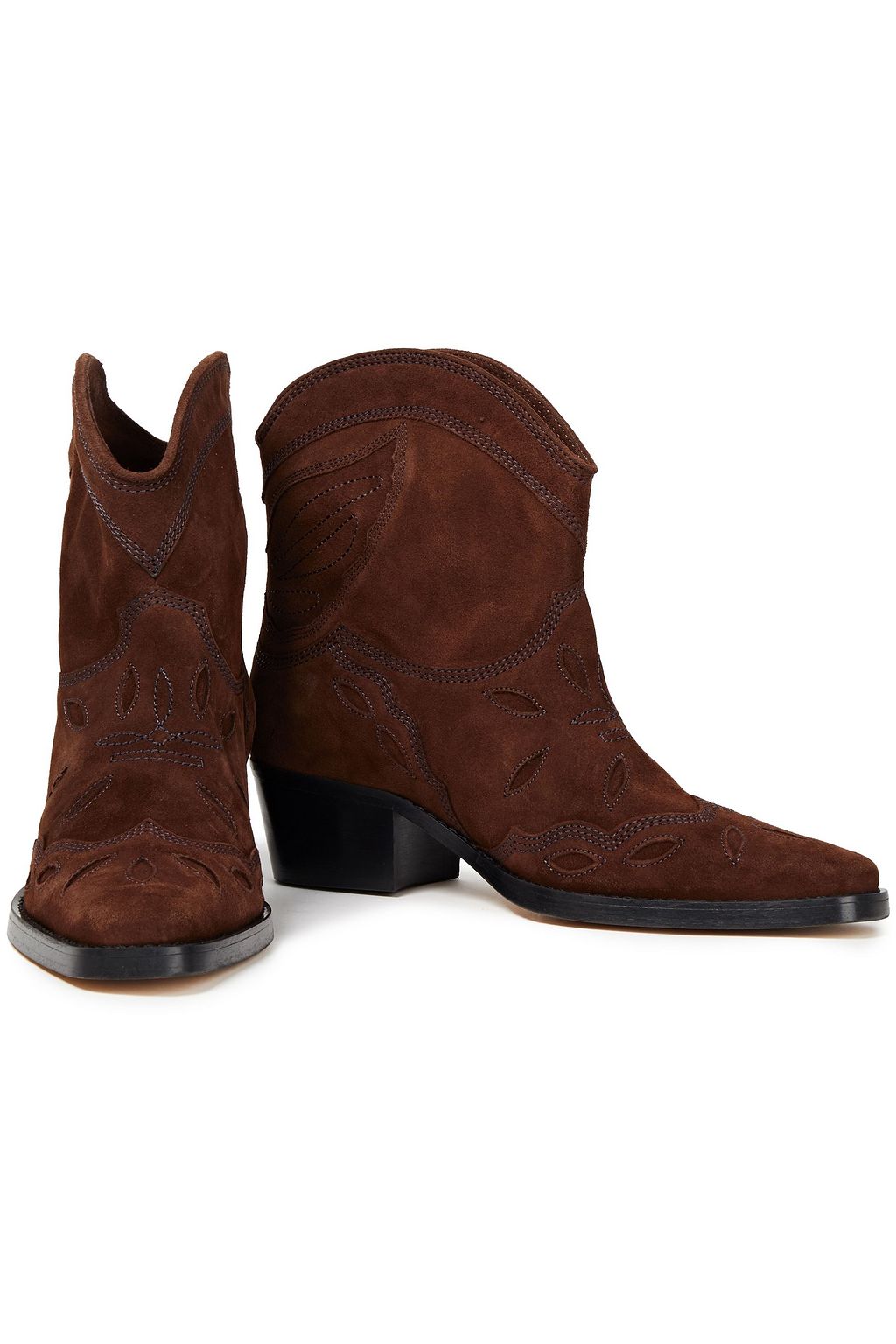 GANNI Embroidered suede ankle boots