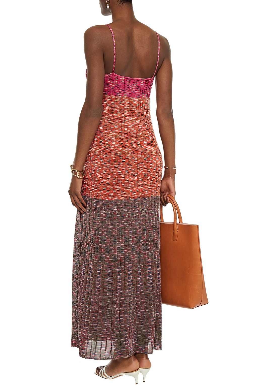 M MISSONI Color-block marled ribbed-knit maxi dress