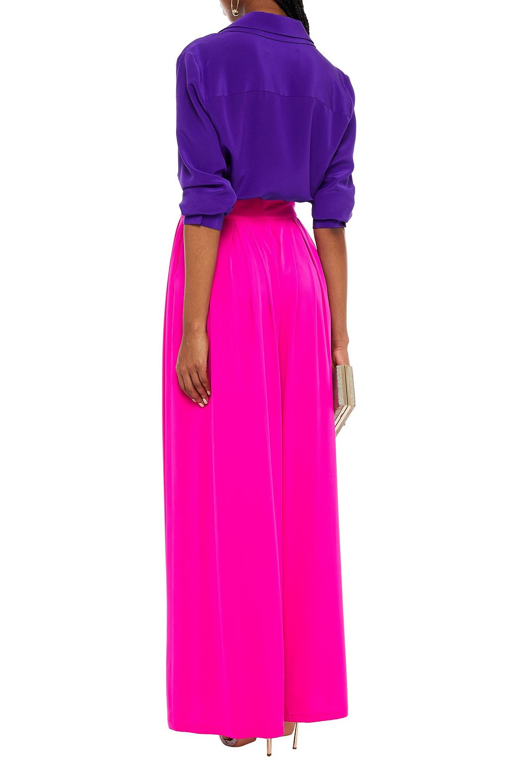 GALVAN  LONDON Franzi silk-blend crepe de chine wide-leg pants