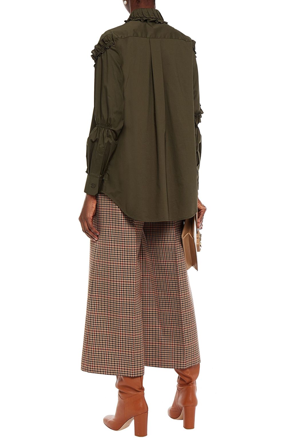VIVETTA Shirred cotton-blend poplin shirt