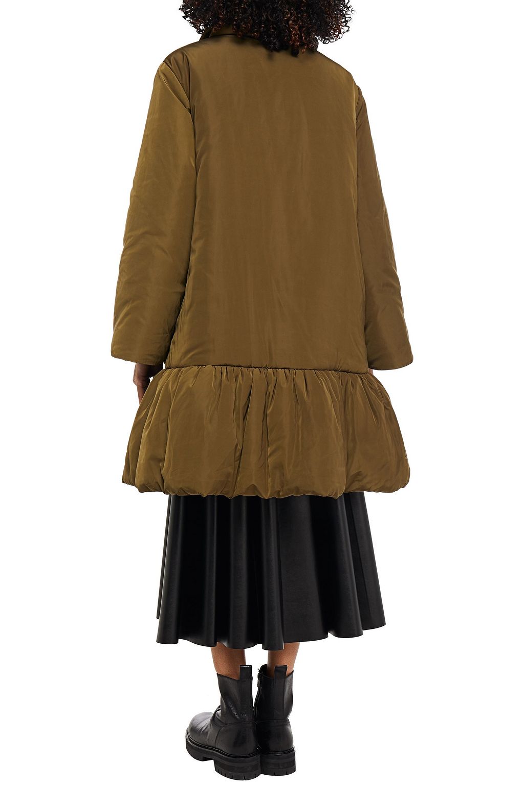 VIVETTA Bow-detailed gathered quilted shell coat