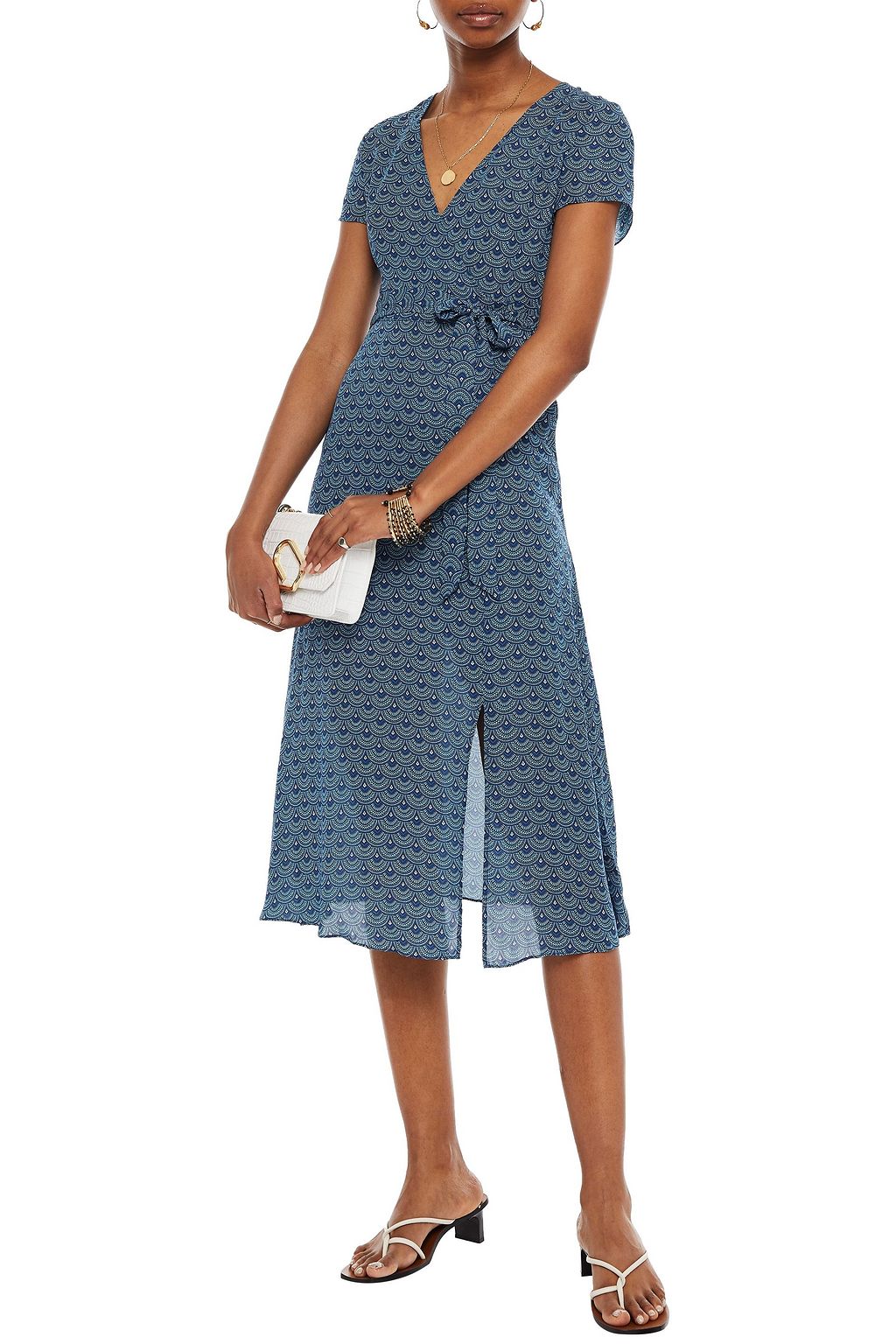 PALOMA BLUE Siena wrap-effect printed crepe de chine midi dress