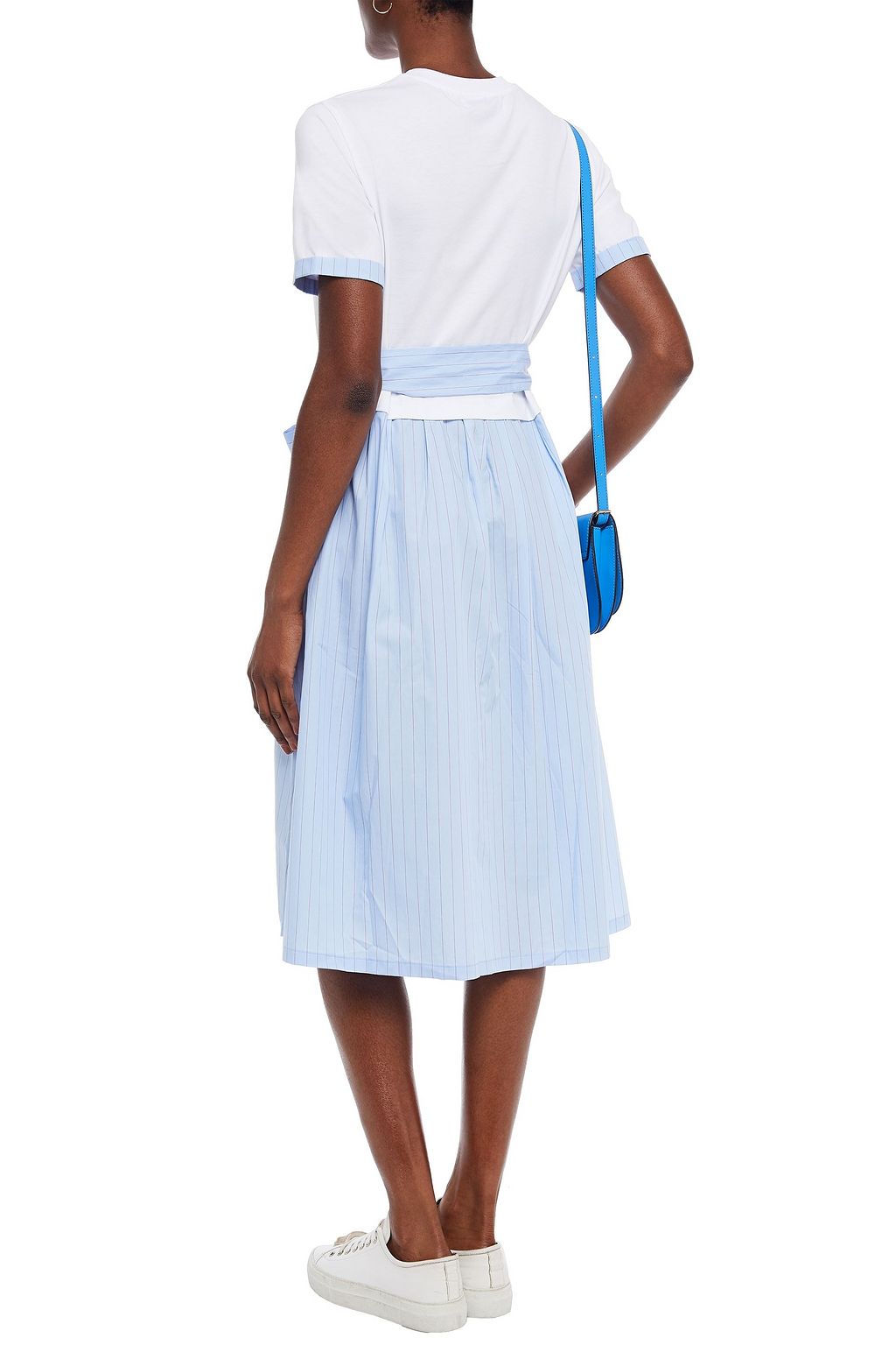 ÊTRE CÉCILE Stripe Lucinda belted poplin-paneled organic cotton-jersey dress