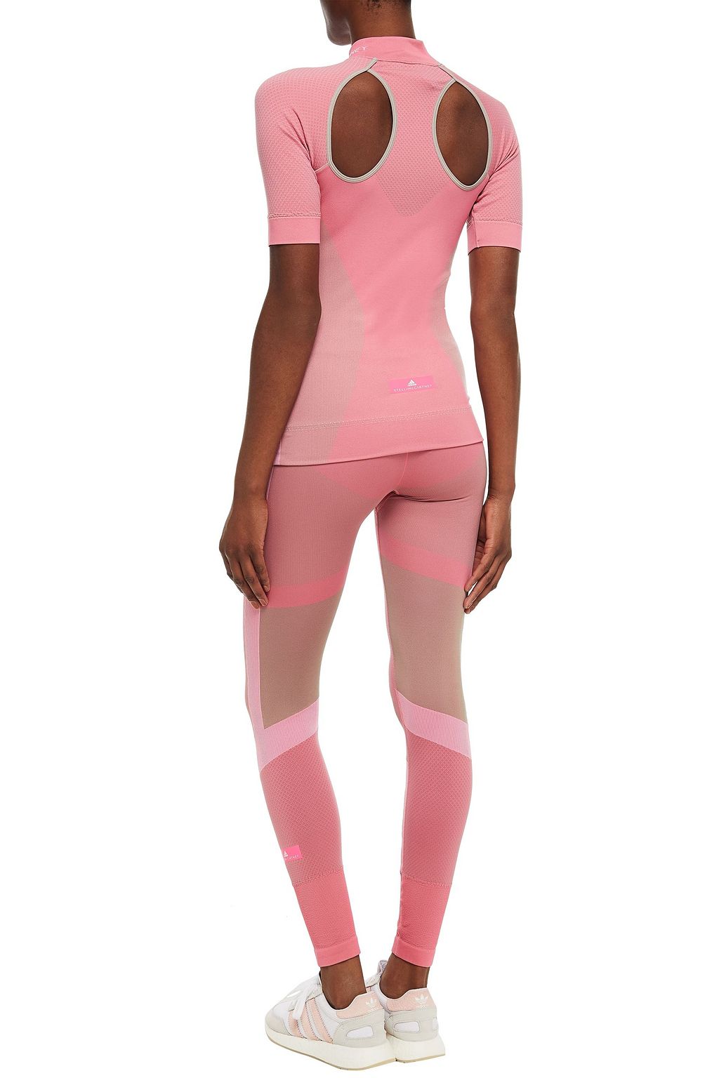 ADIDAS BY STELLA MCCARTNEY Cutout printed stretch-jacquard top