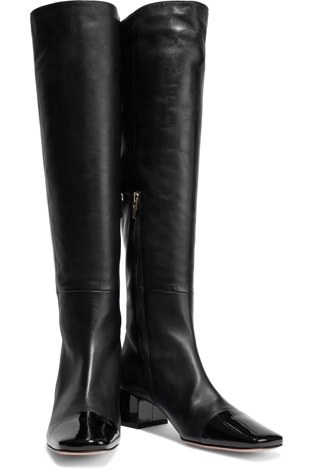 GIANVITO ROSSI Watts 45 smooth and patent-leather knee boots