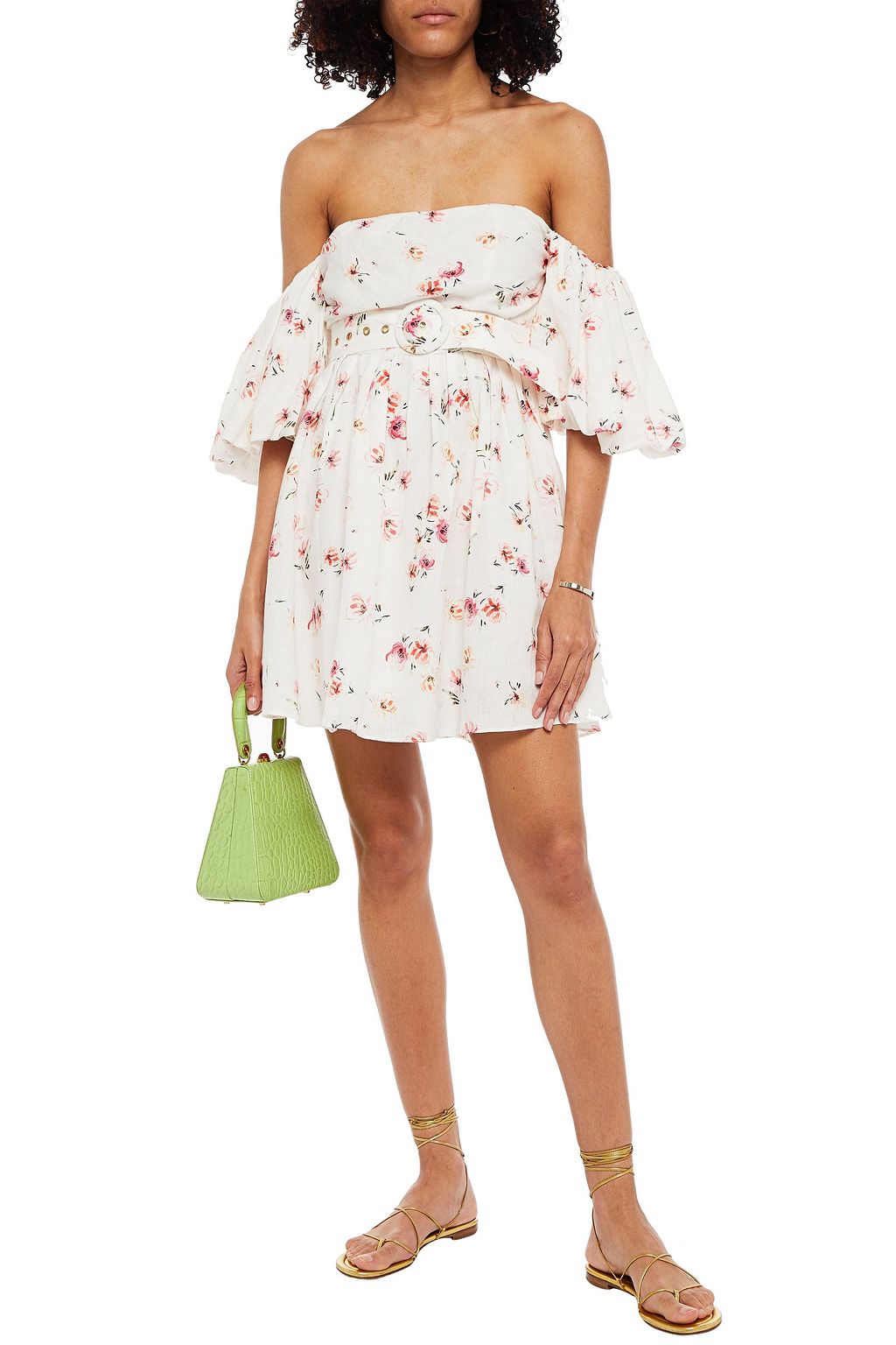 PALOMA BLUE Hannah ruffled floral-print linen mini dress