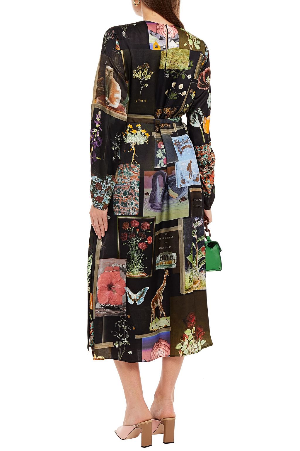 VIVETTA Belted printed satin midi dress