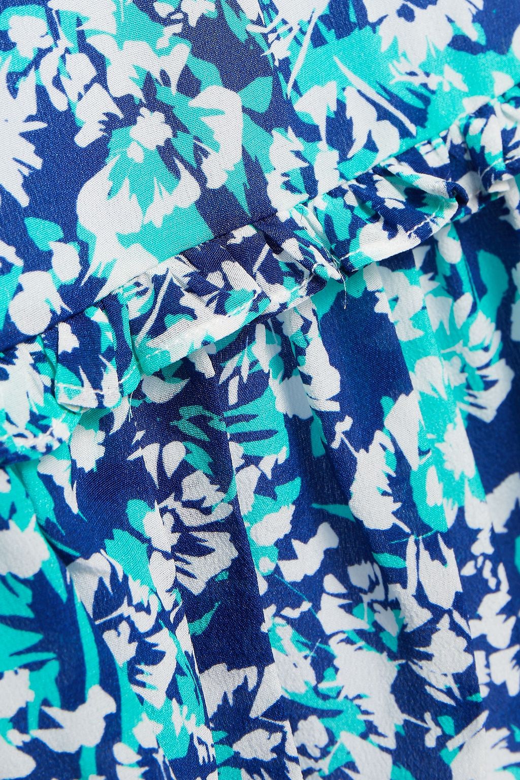 PALOMA BLUE Alexa ruffled floral-print silk crepe de chine mini skirt
