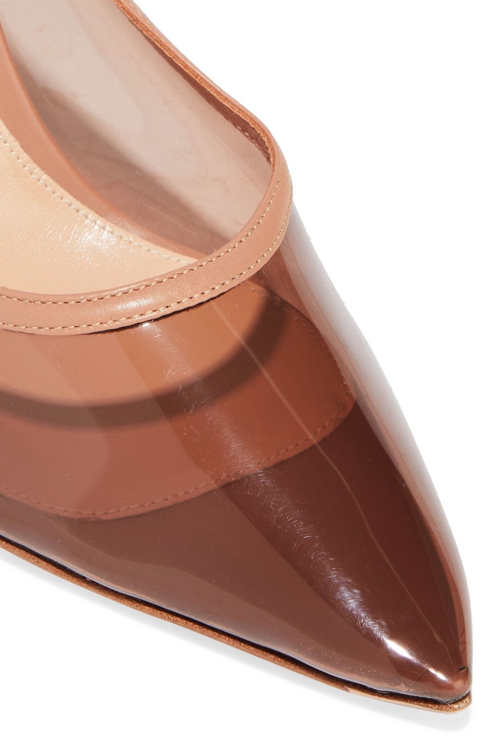GIANVITO ROSSI Plexi 85 leather-trimmed PVC slingback pumps