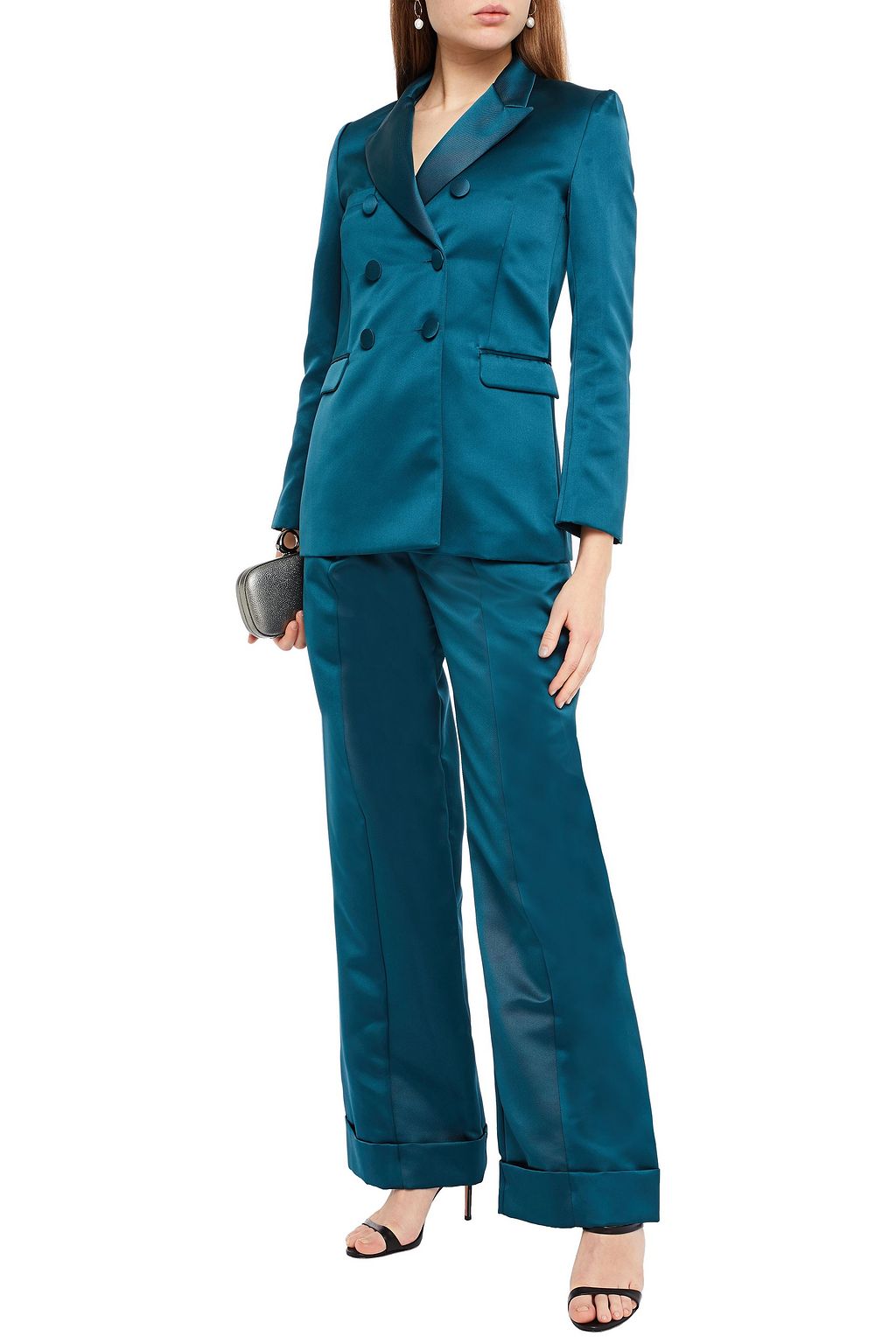 LES HÉROÏNES BY VANESSA COCCHIARO Gladys double-breasted satin blazer