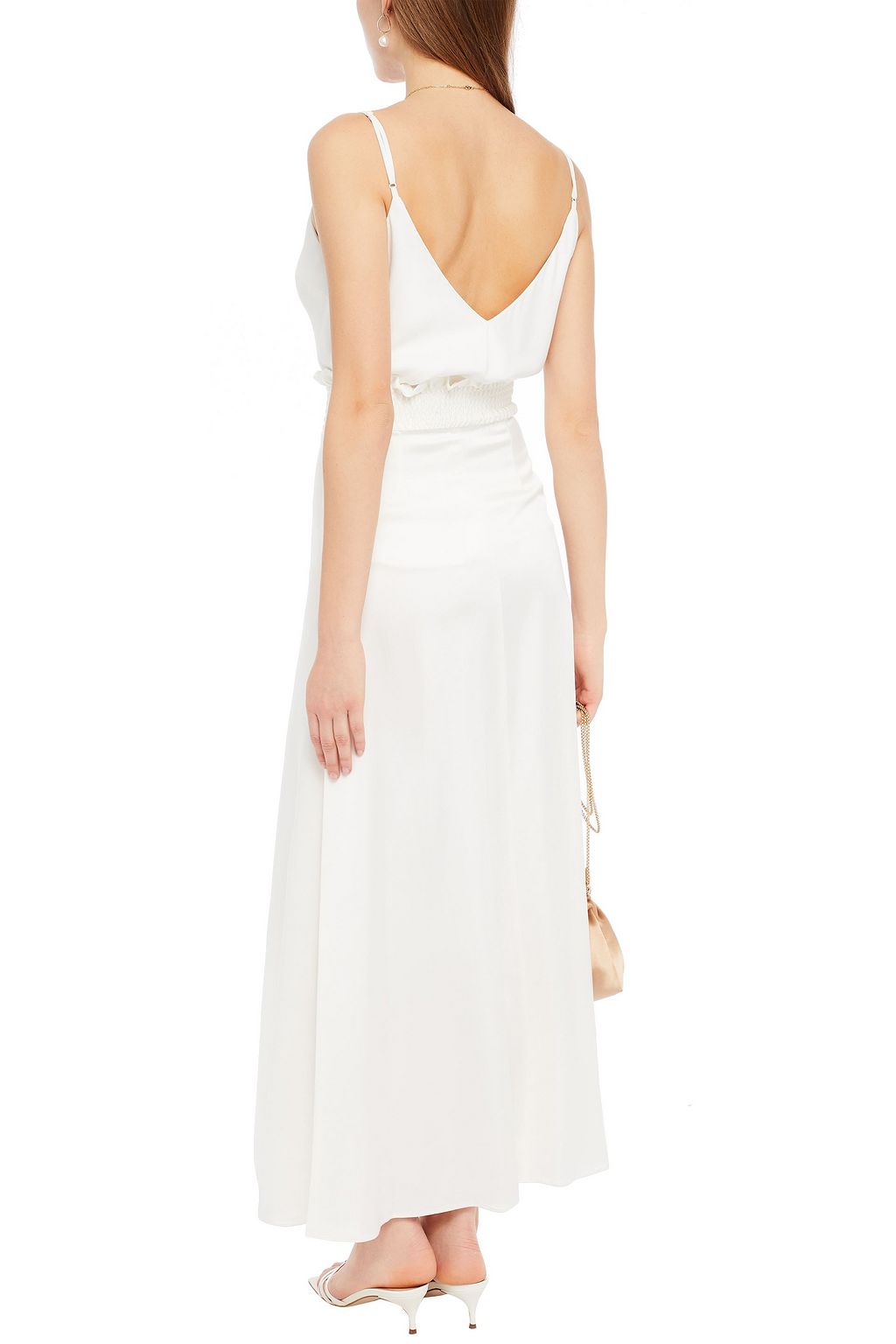VANESSA COCCHIARO Nana shirred satin-crepe maxi skirt