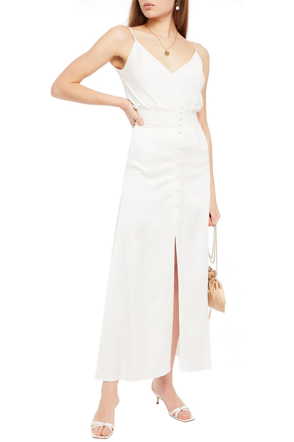 VANESSA COCCHIARO Nana shirred satin-crepe maxi skirt