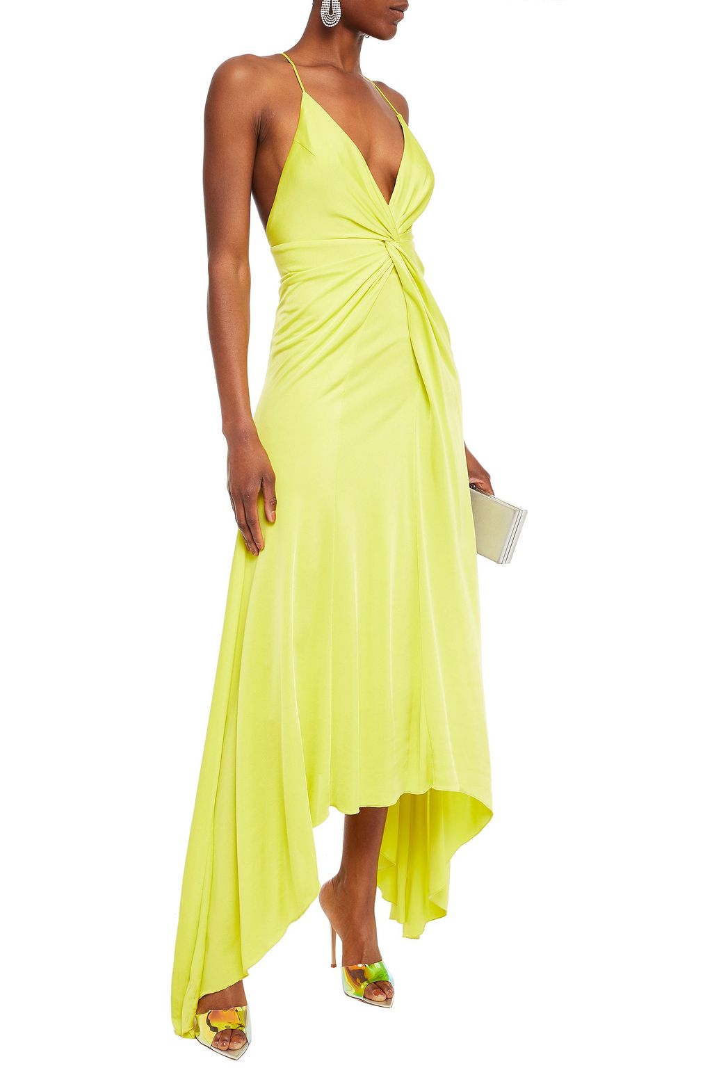 GALVAN  LONDON Supernova asymmetric twist-front jersey midi dress