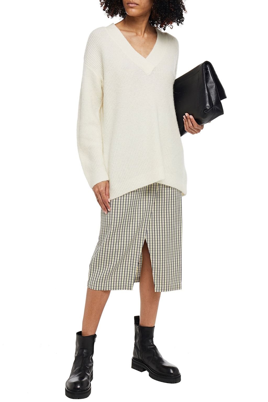 GANNI Brushed ribbed-knit sweater