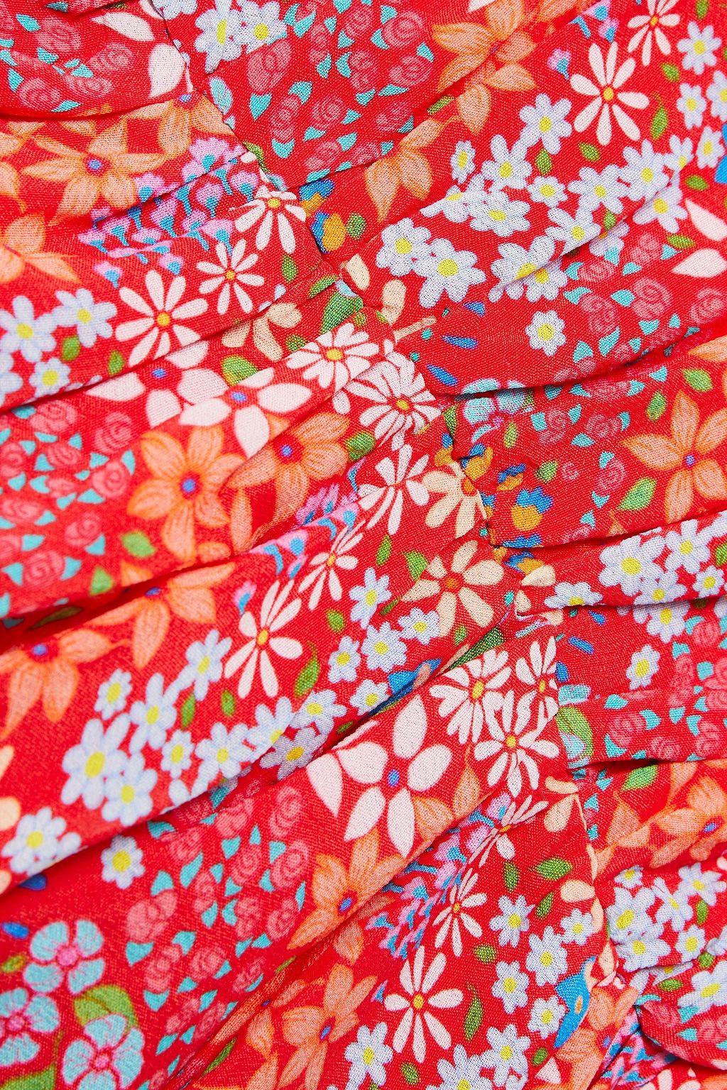 PALOMA BLUE Maya cropped gathered floral-print crepe top