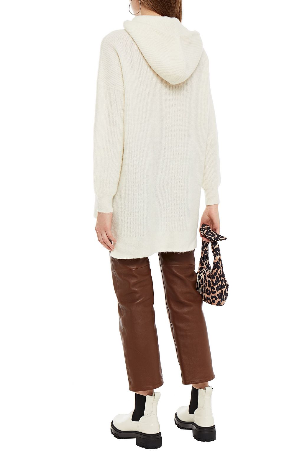 GANNI Ribbed-knit hoodie