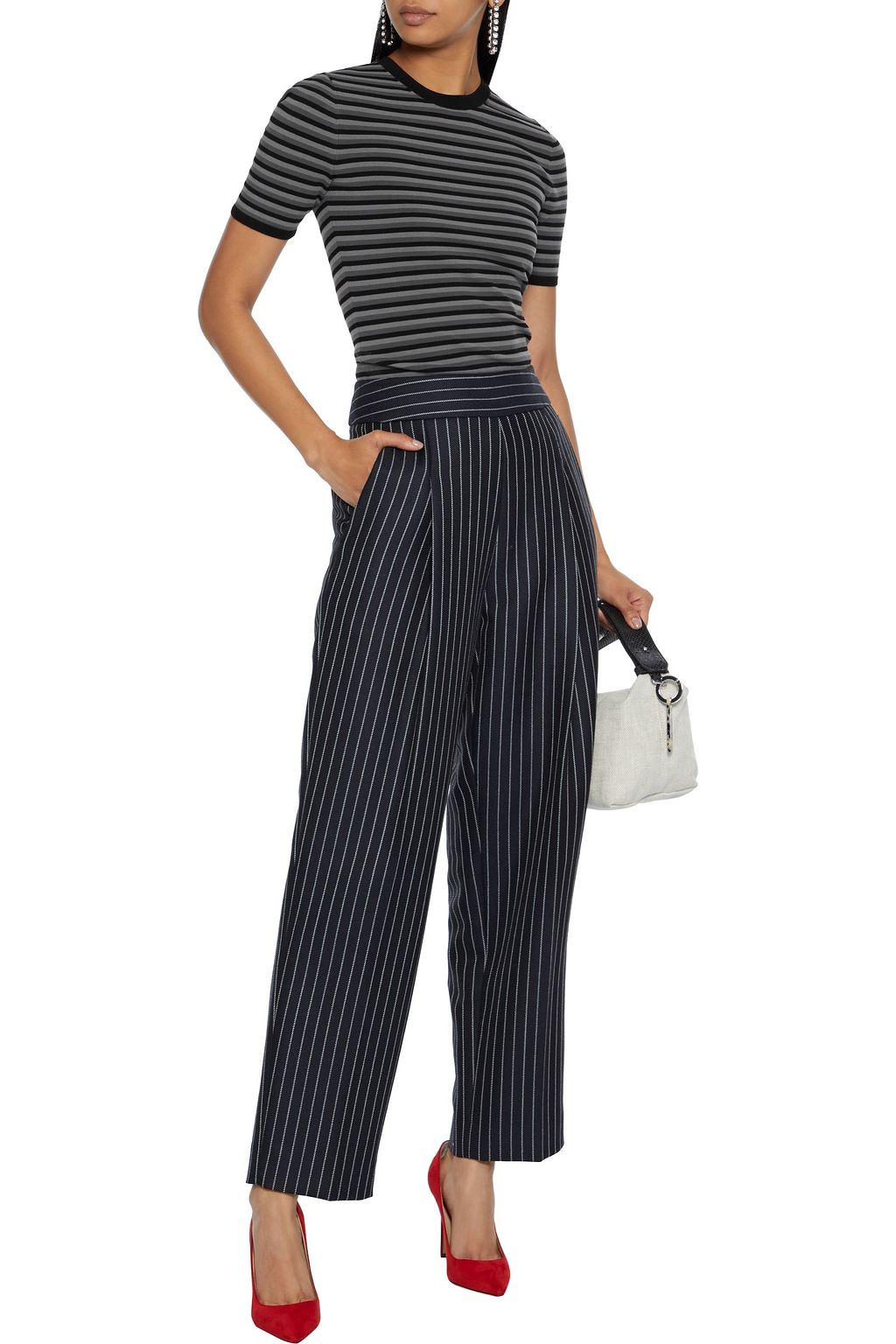 MICHAEL KORS COLLECTION Striped stretch-knit bodysuit