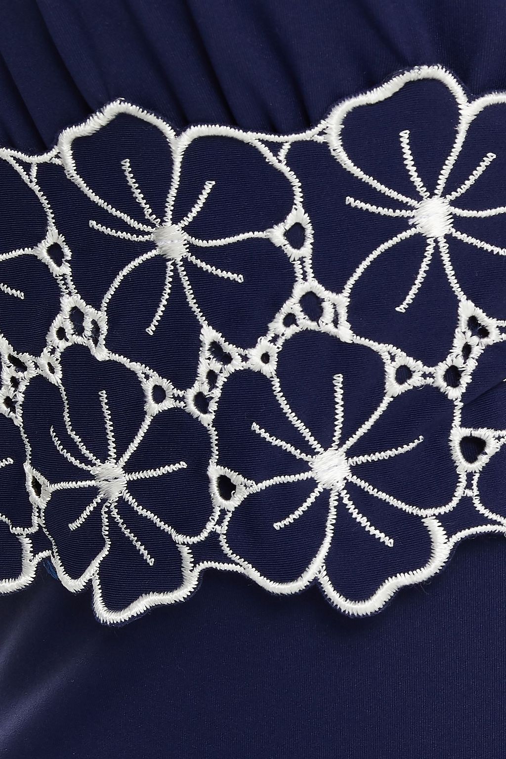 I.D. SARRIERI Broderie anglaise-trimmed embellished halterneck swimsuit