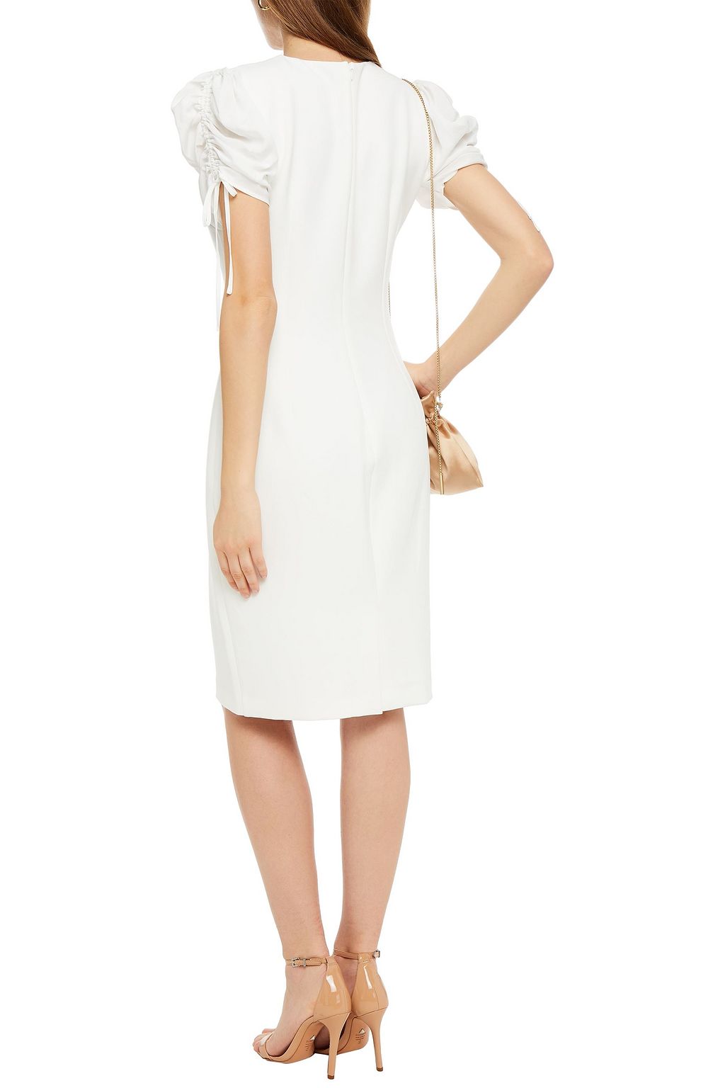 BADGLEY MISCHKA Gathered stretch-crepe dress