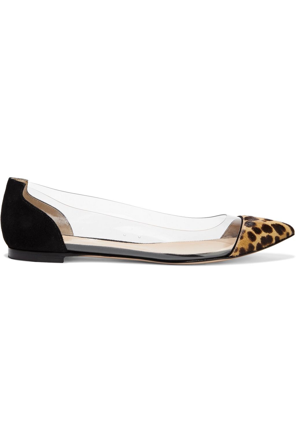 GIANVITO ROSSI Plexi leopard-print calf hair, suede and PVC point