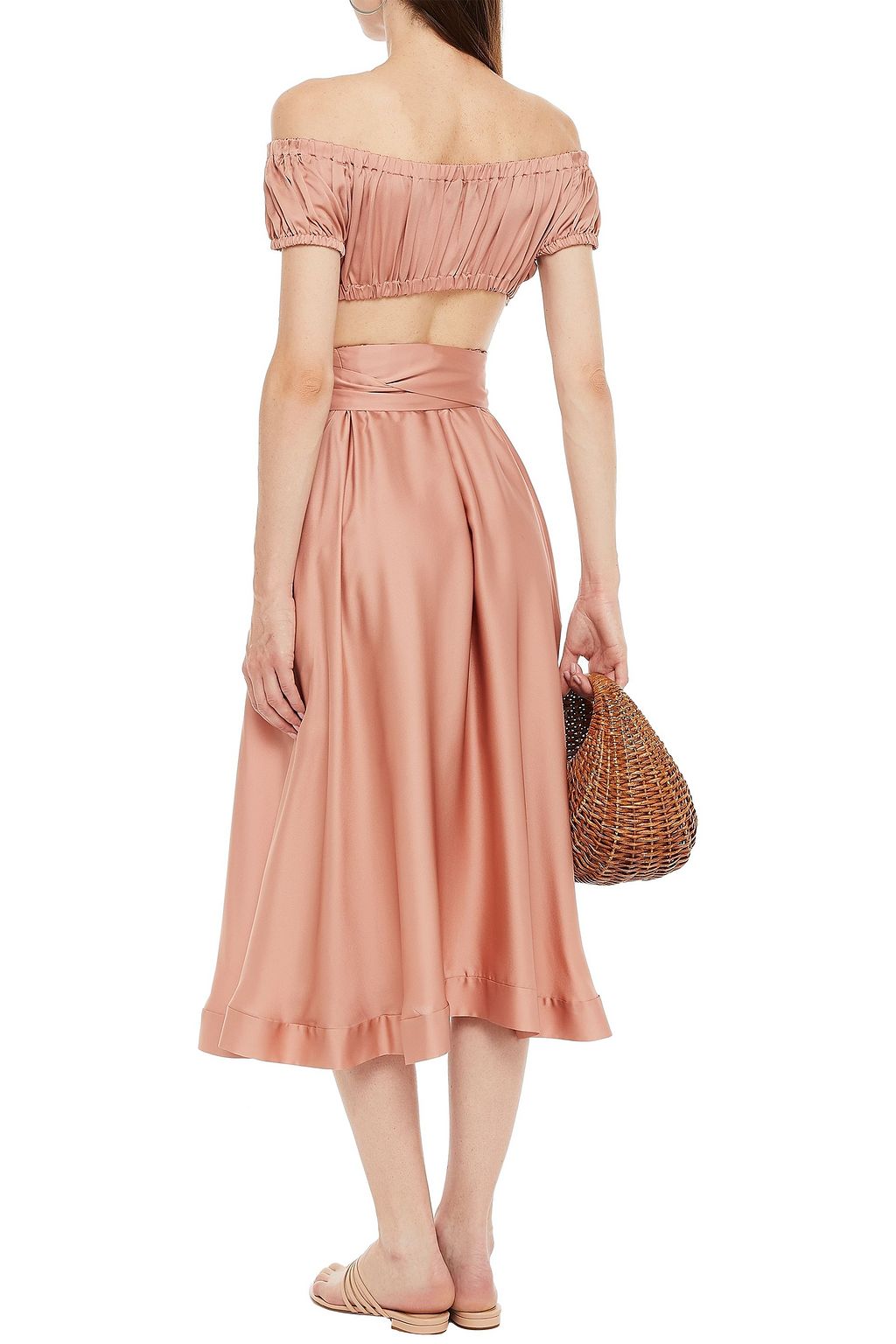 I.D. SARRIERI Belted silk-satin midi skirt