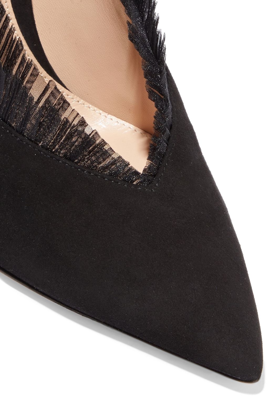 GIANVITO ROSSI Divine 105 ruffled tulle and suede pumps