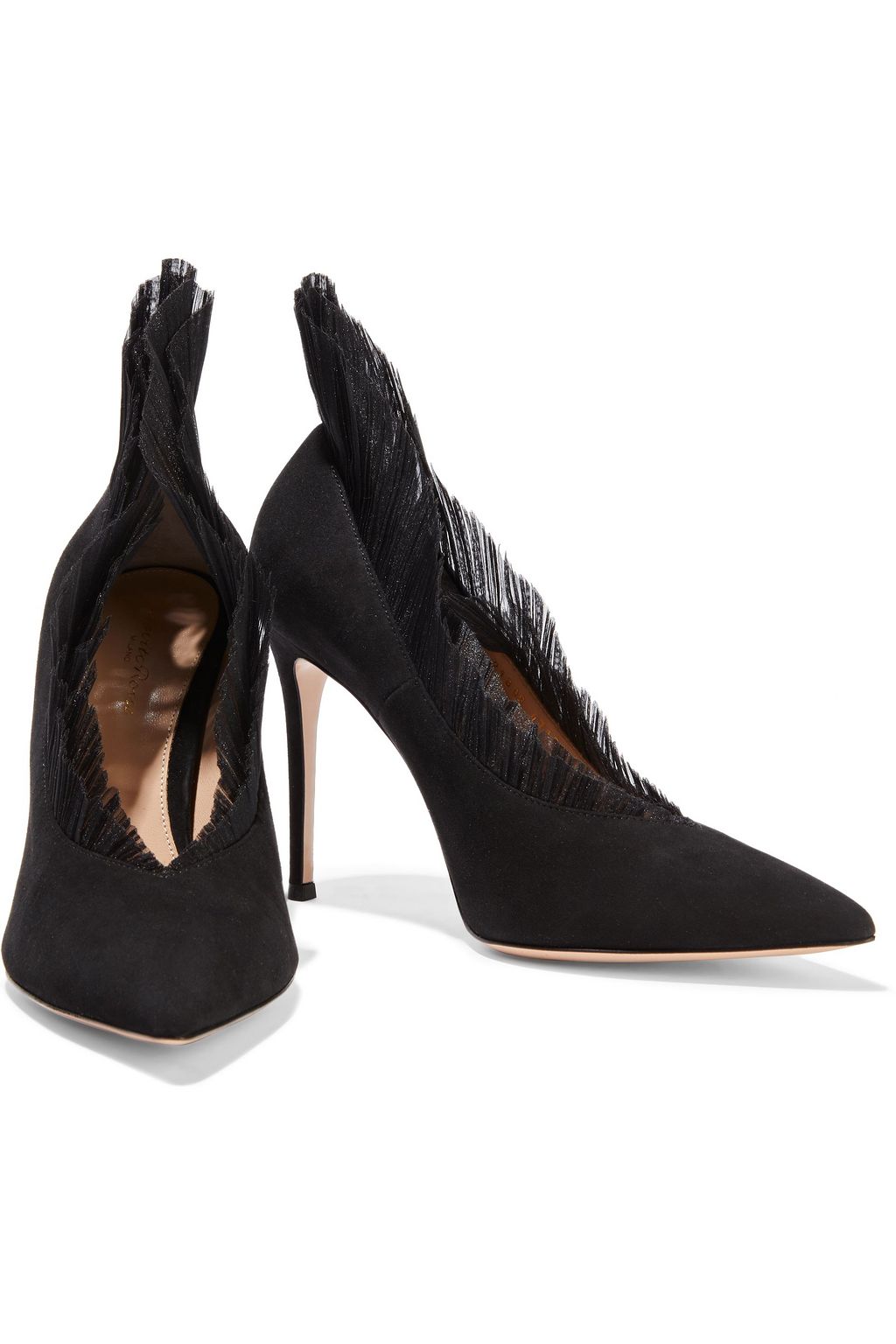 GIANVITO ROSSI Divine 105 ruffled tulle and suede pumps