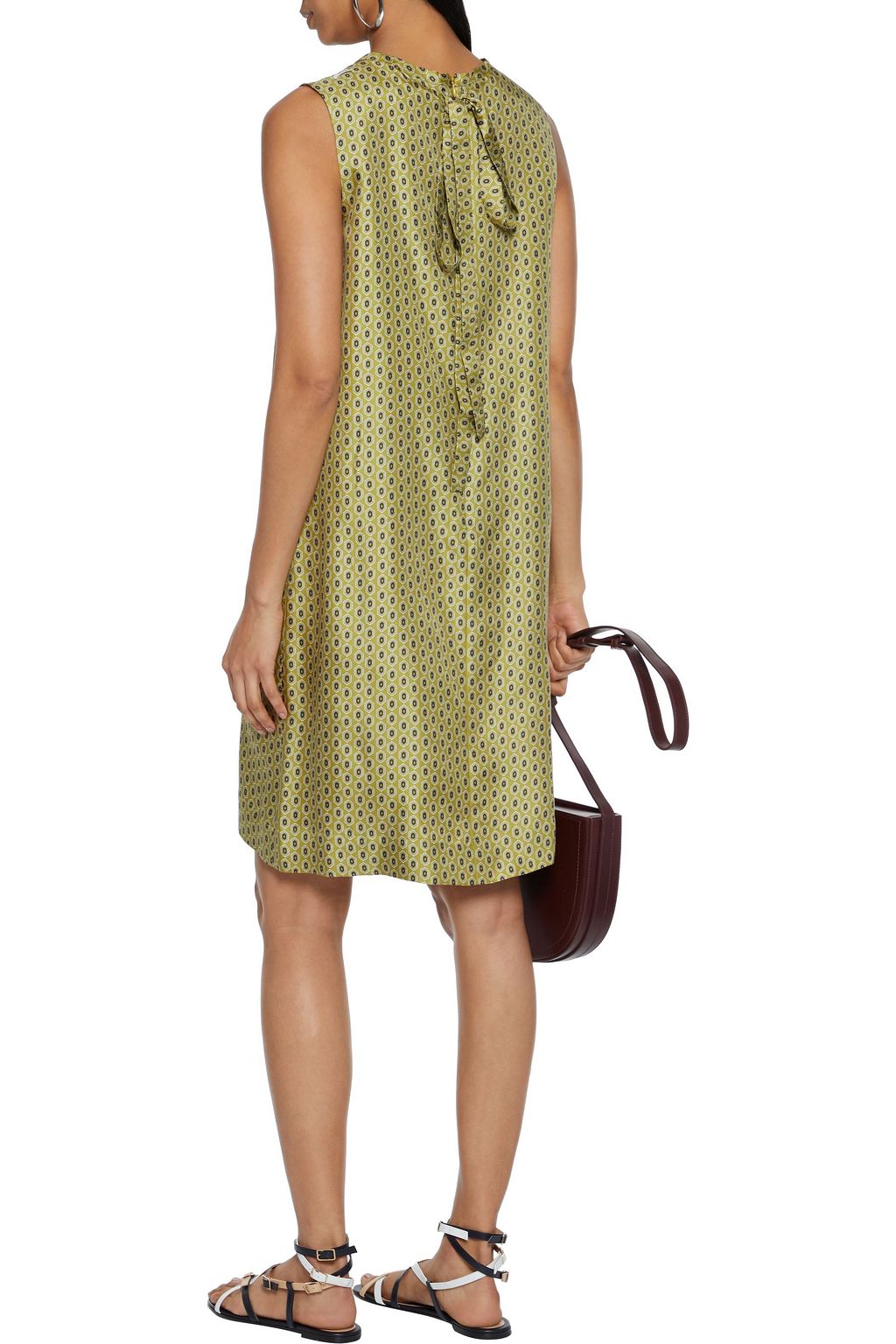 'S MAX MARA Reale bow-detailed printed silk-twill dress