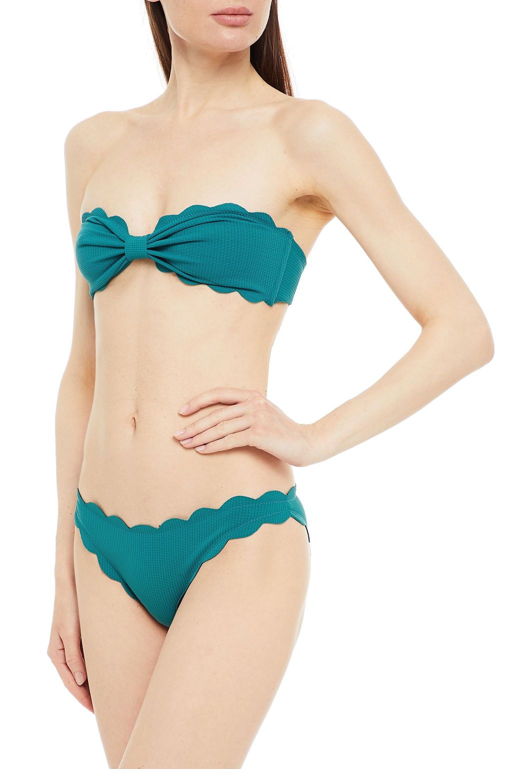 MARYSIA Antibes scalloped stretch-crepe bandeau bikini top