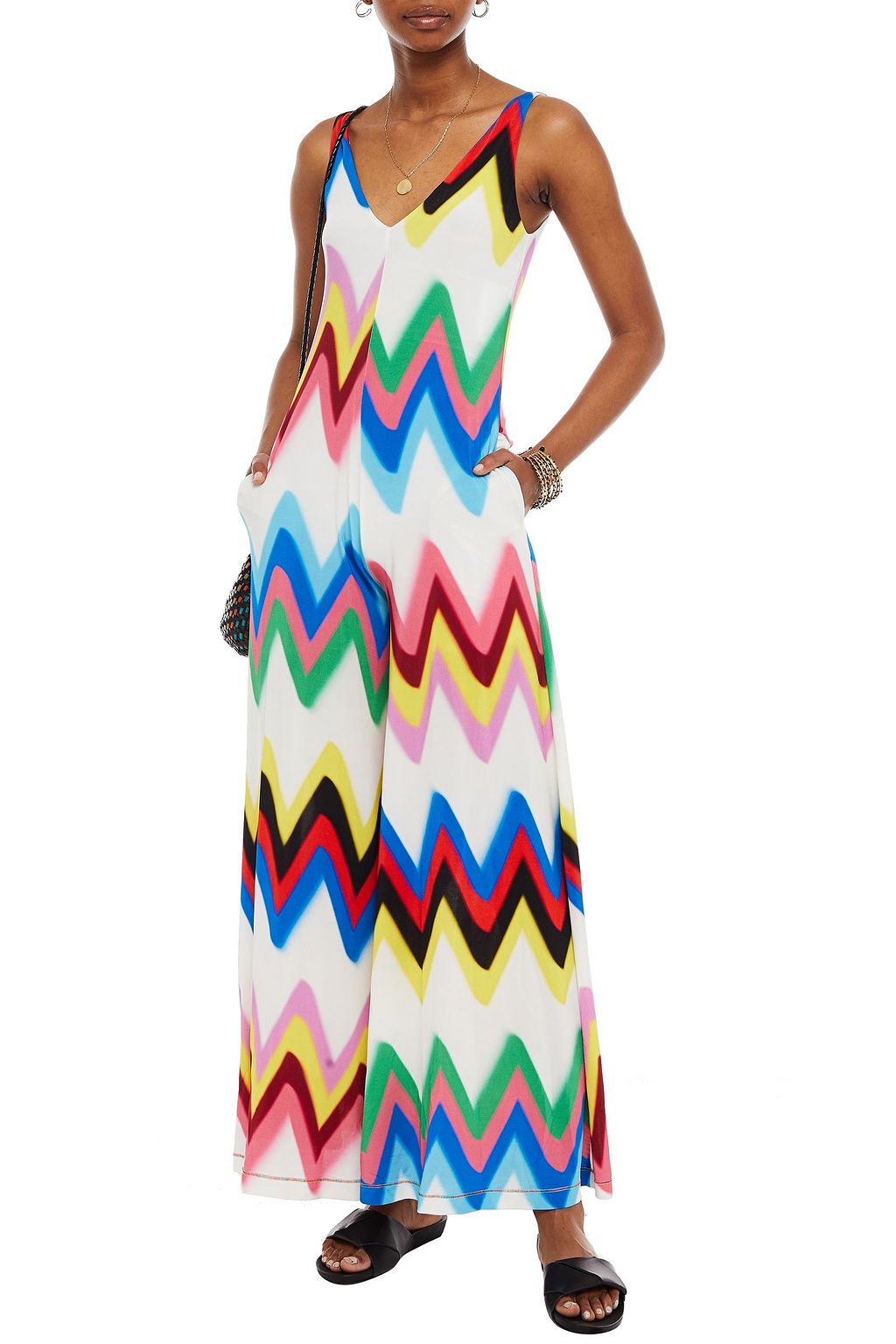 M MISSONI Printed stretch-jersey wide-leg jumpsuit