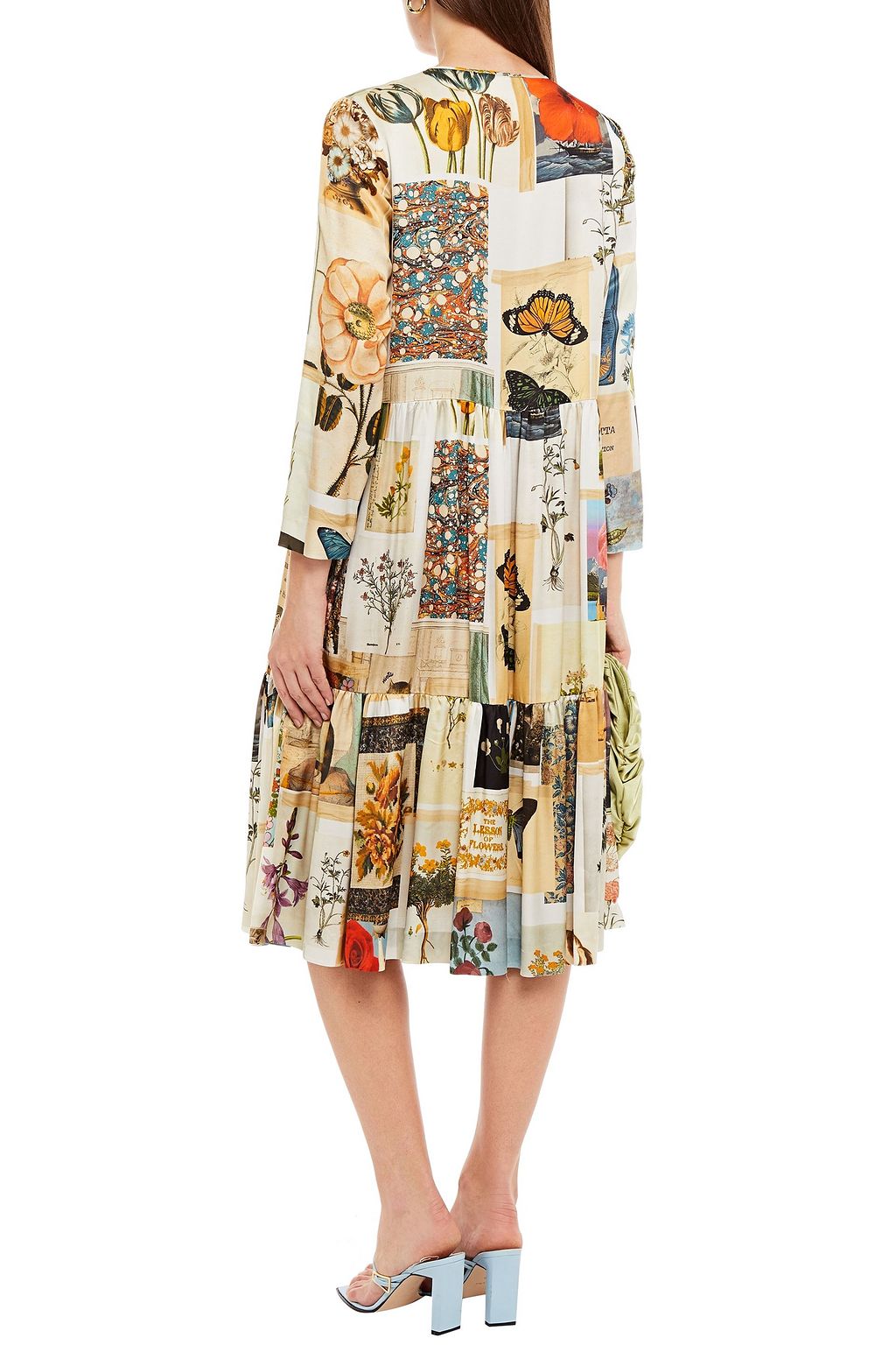 VIVETTA Gathered printed satin midi dress