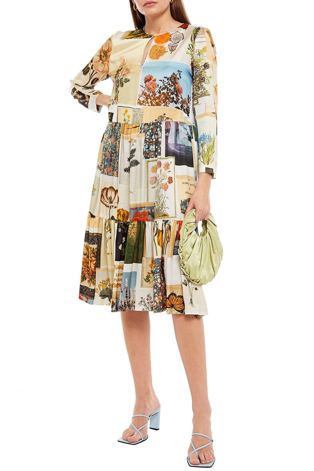 VIVETTA Gathered printed satin midi dress