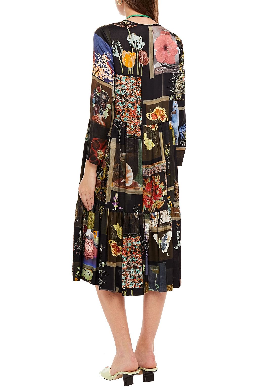 VIVETTA Gathered printed satin midi dress