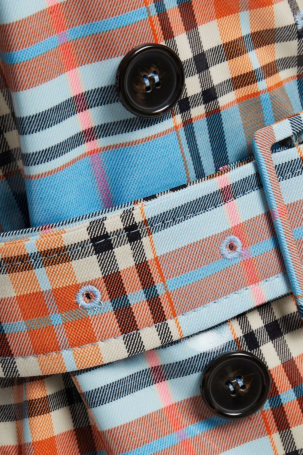 VIVETTA Double-breasted coated checked woven trench coat