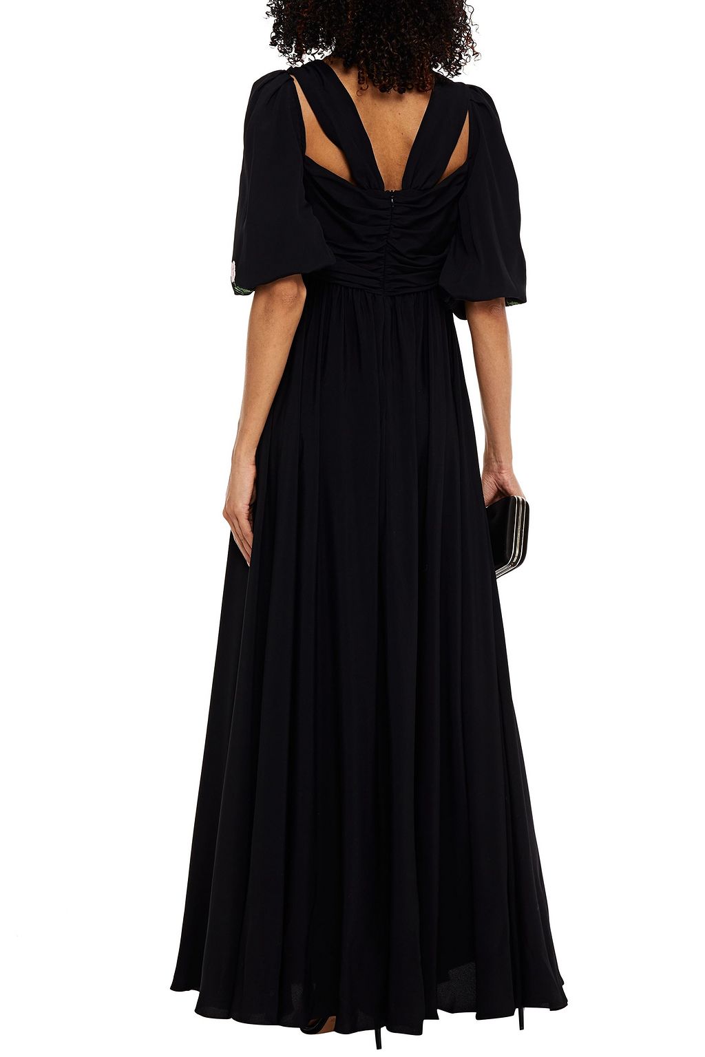 VIVETTA Cutout embroidered crepe de chine gown