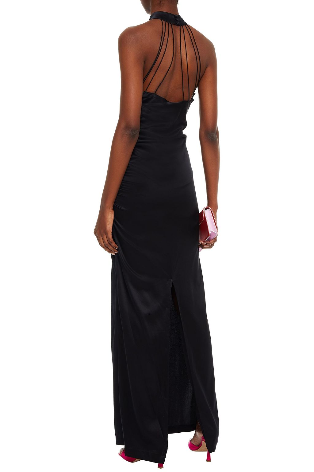 RETROFÊTE Sandy ruched stretch-silk satin maxi dress | Sale up to 70% ...