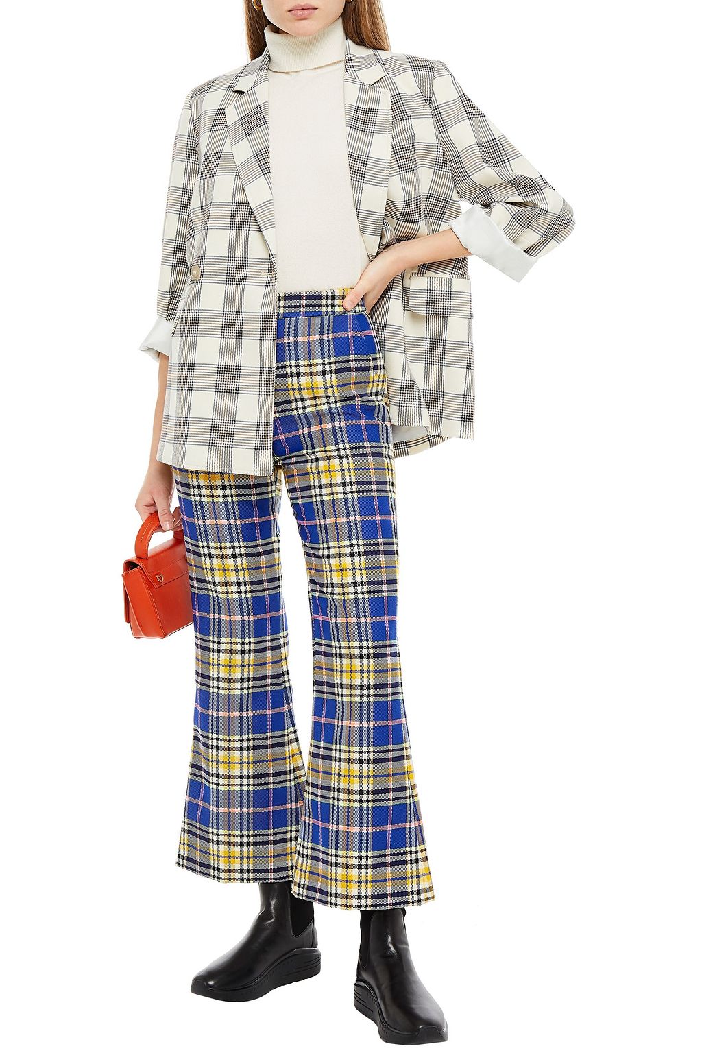 VIVETTA Checked twill flared pants