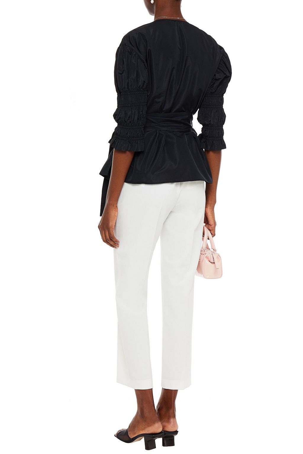 VIVETTA Shirred taffeta wrap top