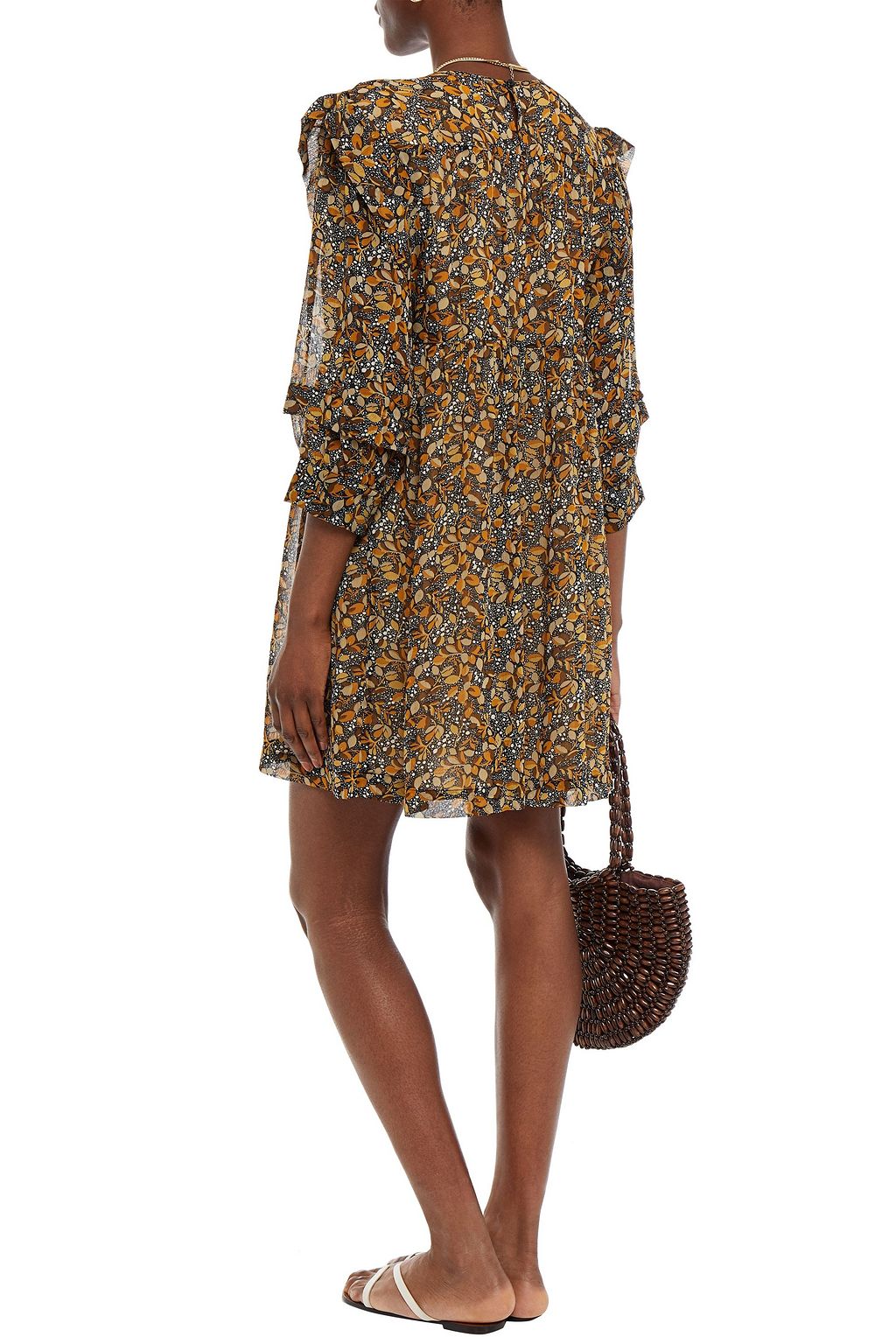 BA&SH Sandra ruffle-trimmed printed georgette mini dress