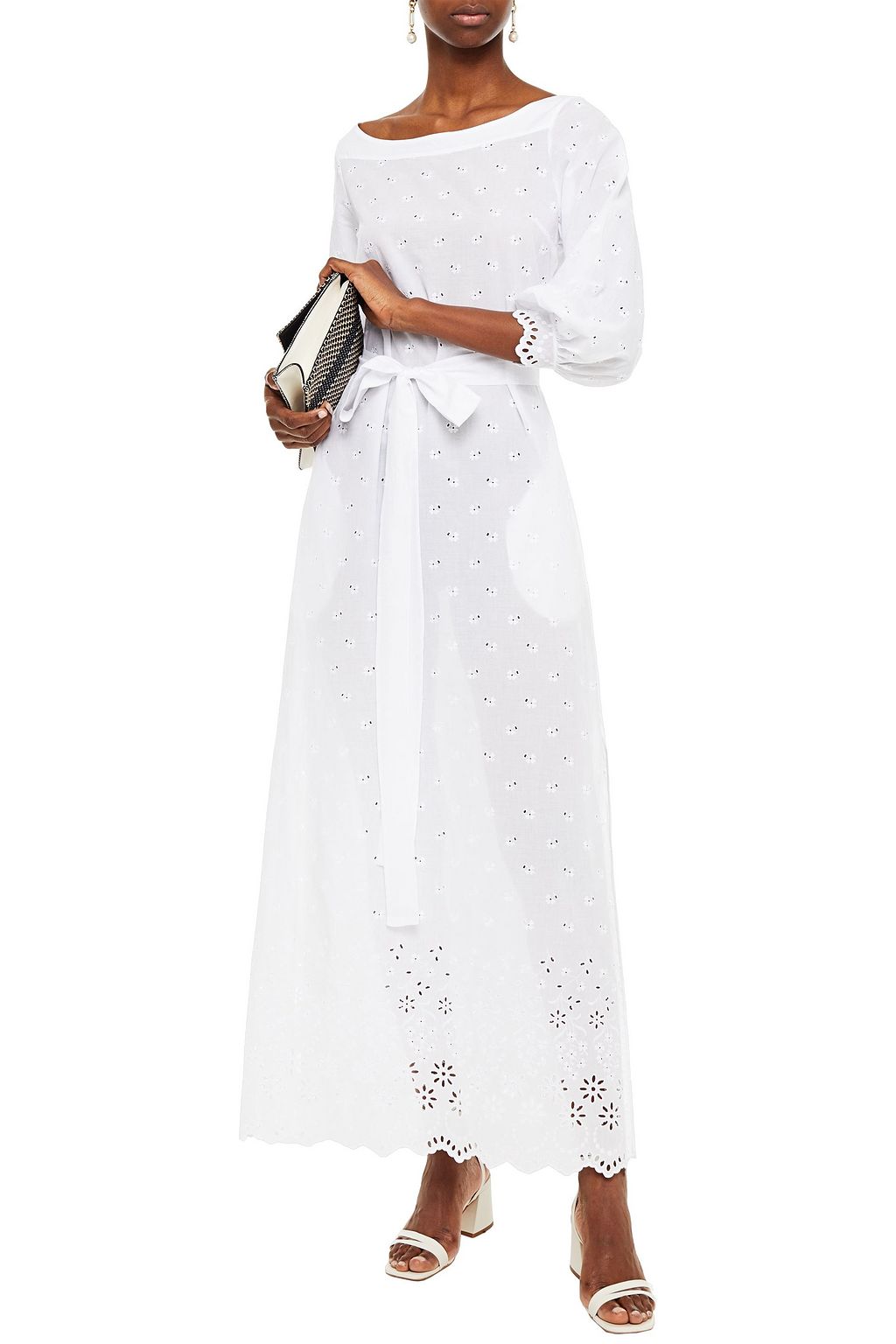 I.D. SARRIERI Broderie anglaise cotton maxi dress